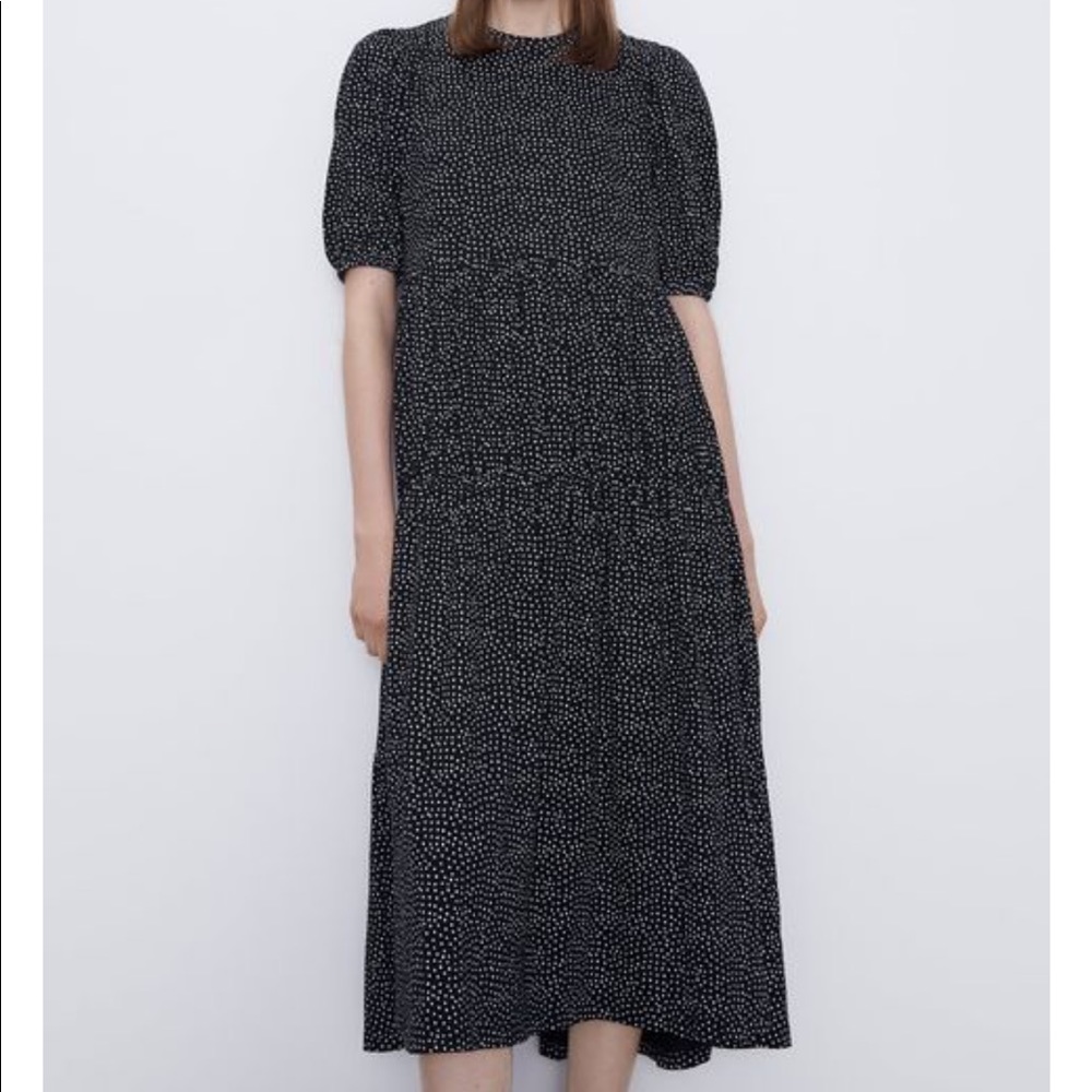 NWT ZARA Black Polkadot dress